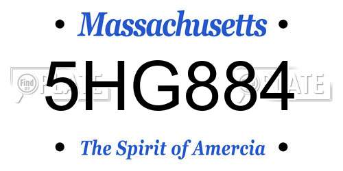 5HG884 Massachusetts License Plate