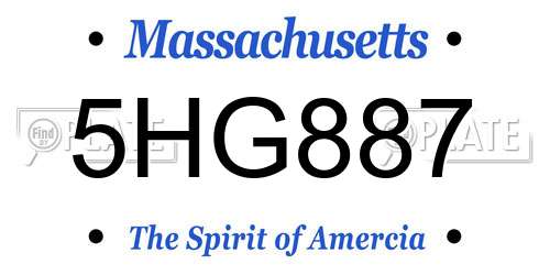 5HG887 Massachusetts License Plate
