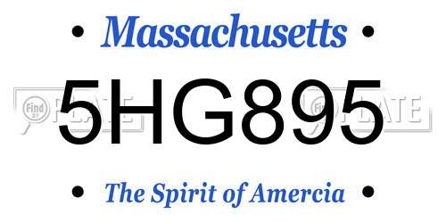 5HG895 Massachusetts License Plate