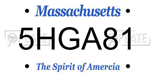 5HGA81 Massachusetts License Plate