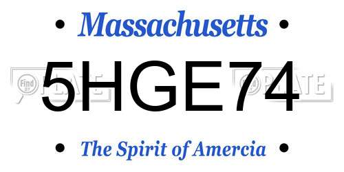 5HGE74 Massachusetts License Plate