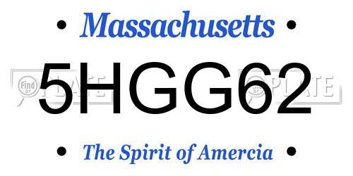 5HGG62 Massachusetts License Plate