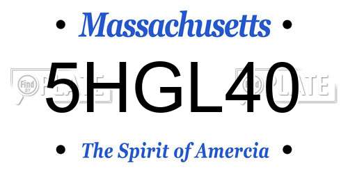 5HGL40 Massachusetts License Plate