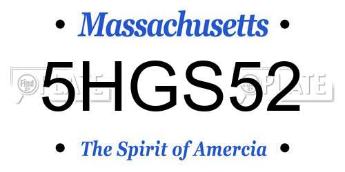 5HGS52 Massachusetts License Plate