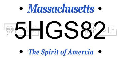 5HGS82 Massachusetts License Plate