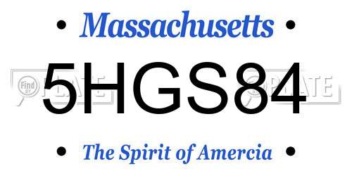 5HGS84 Massachusetts License Plate