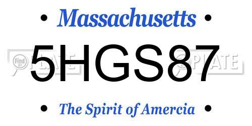 5HGS87 Massachusetts License Plate