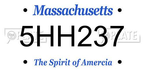 5HH237 Massachusetts License Plate
