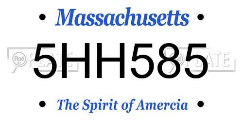 5HH585 Massachusetts License Plate