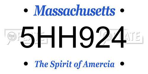5HH924 Massachusetts License Plate
