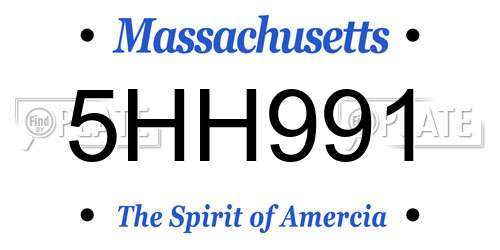 5HH991 Massachusetts License Plate