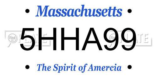 5HHA99 Massachusetts License Plate