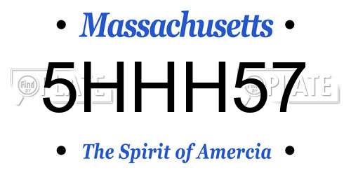 5HHH57 Massachusetts License Plate