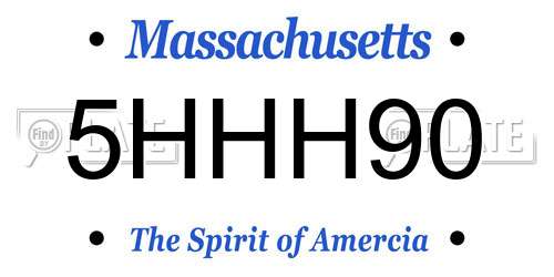 5HHH90 Massachusetts License Plate