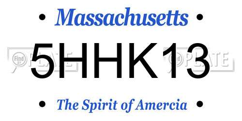 5HHK13 Massachusetts License Plate