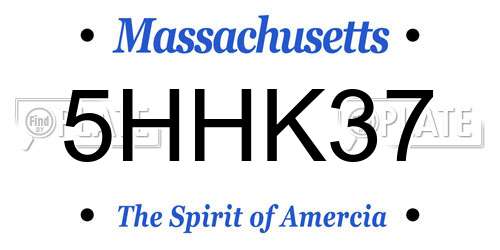 5HHK37 Massachusetts License Plate