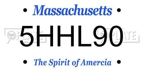 5HHL90 Massachusetts License Plate