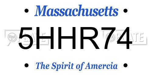 5HHR74 Massachusetts License Plate