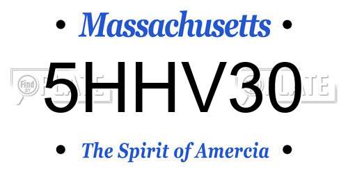 5HHV30 Massachusetts License Plate