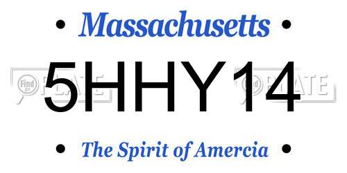 5HHY14 Massachusetts License Plate