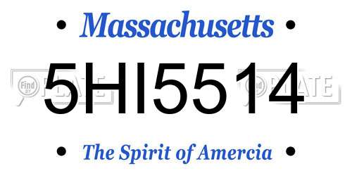 5HI5514 Massachusetts License Plate