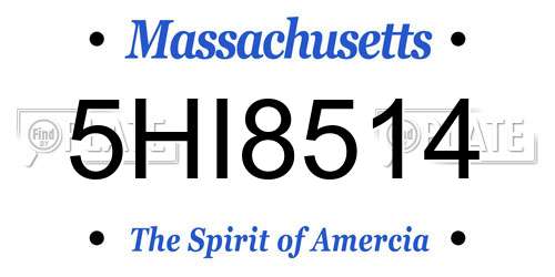 5HI8514 Massachusetts License Plate