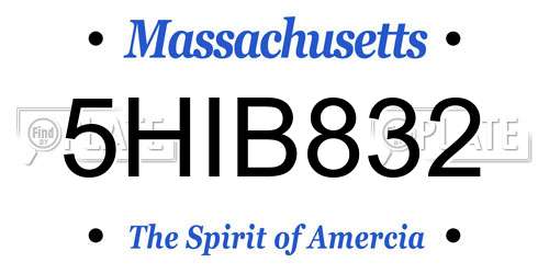 5HIB832 Massachusetts License Plate