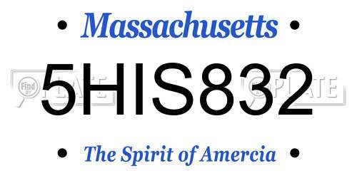 5HIS832 Massachusetts License Plate