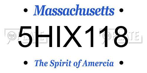 5HIX118 Massachusetts License Plate