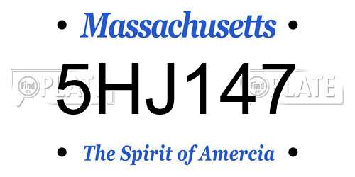5HJ147 Massachusetts License Plate