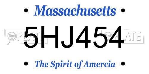 5HJ454 Massachusetts License Plate
