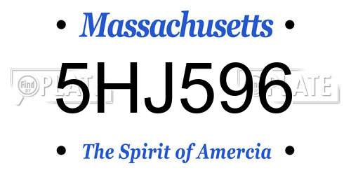 5HJ596 Massachusetts License Plate