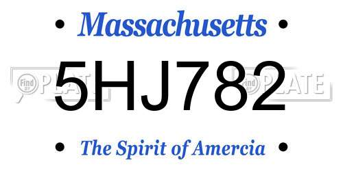 5HJ782 Massachusetts License Plate