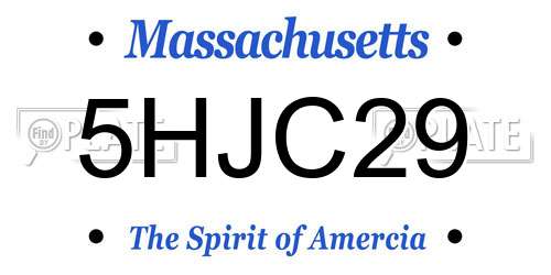 5HJC29 Massachusetts License Plate