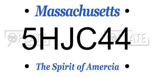 5HJC44 Massachusetts License Plate