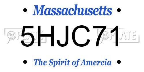 5HJC71 Massachusetts License Plate