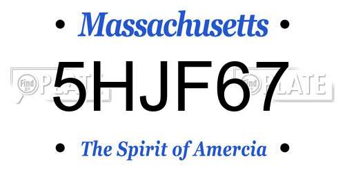 5HJF67 Massachusetts License Plate