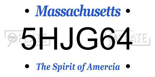 5HJG64 Massachusetts License Plate