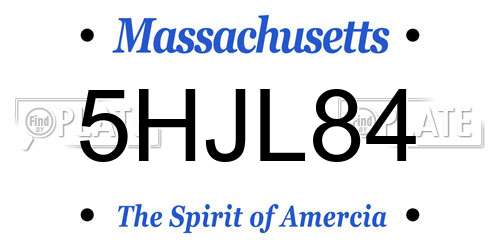 5HJL84 Massachusetts License Plate