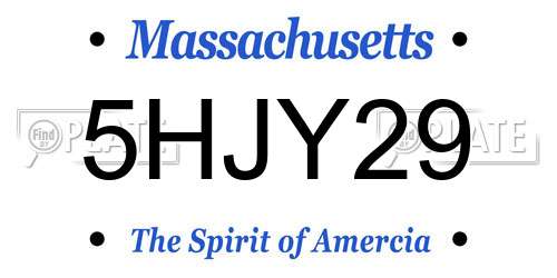 5HJY29 Massachusetts License Plate