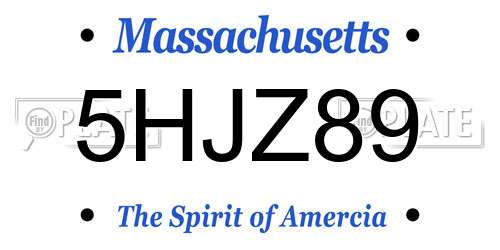 5HJZ89 Massachusetts License Plate