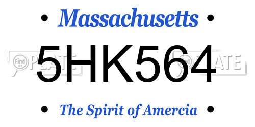 5HK564 Massachusetts License Plate