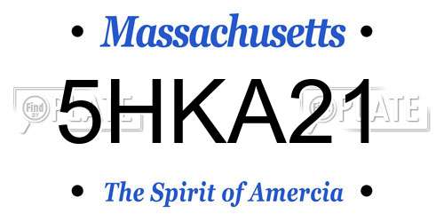 5HKA21 Massachusetts License Plate