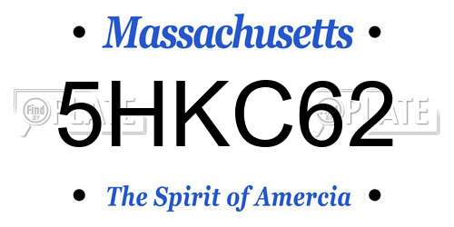 5HKC62 Massachusetts License Plate