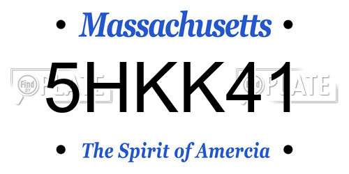 5HKK41 Massachusetts License Plate