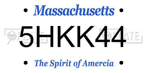 5HKK44 Massachusetts License Plate