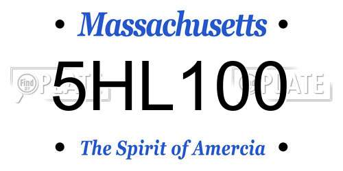 5HL100 Massachusetts License Plate