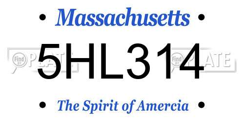 5HL314 Massachusetts License Plate