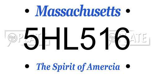 5HL516 Massachusetts License Plate