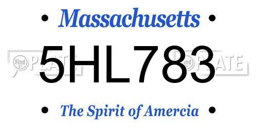 5HL783 Massachusetts License Plate